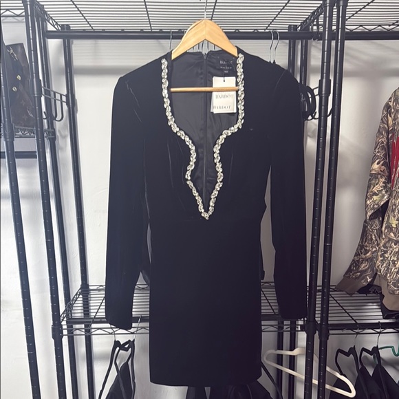 bardot audrina velvet mini dress Black Velvet Bardot Audrina Velvet Mini Dress In Black Bardot